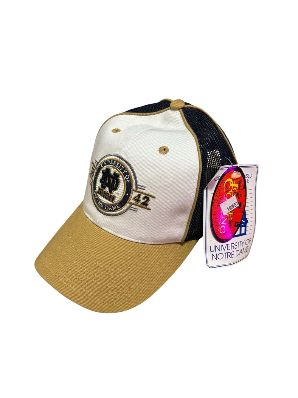 University of Notre Dame Beige & White Mesh Baseball Cap